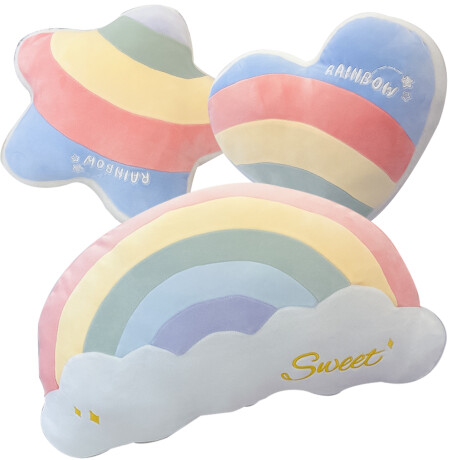 Set X3 Almohadón Arcoiris Afelpado Peluche Pastel Jug009030