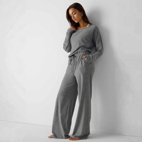 Cloud Jersey Off Shoulder Onesie- Short Charcoal Grey Heather