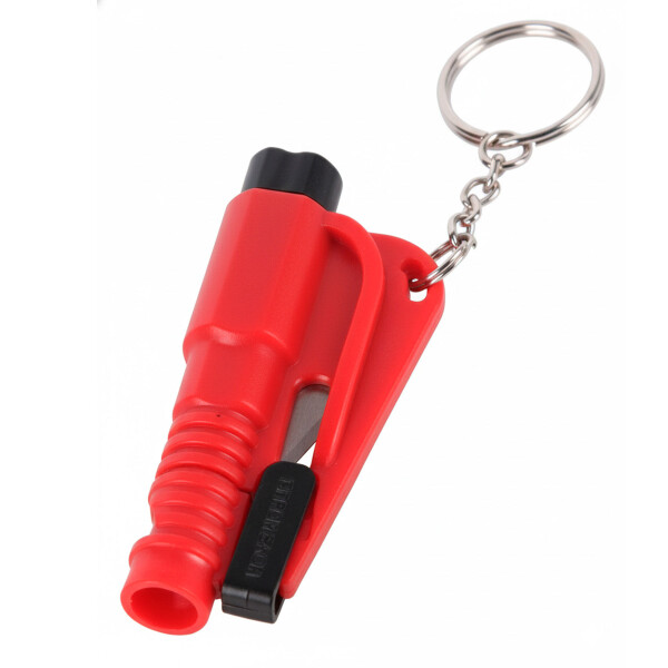 Mini Martillo Seguridad Autos Llavero Rompe Vidrios Ventanas Color Rojo