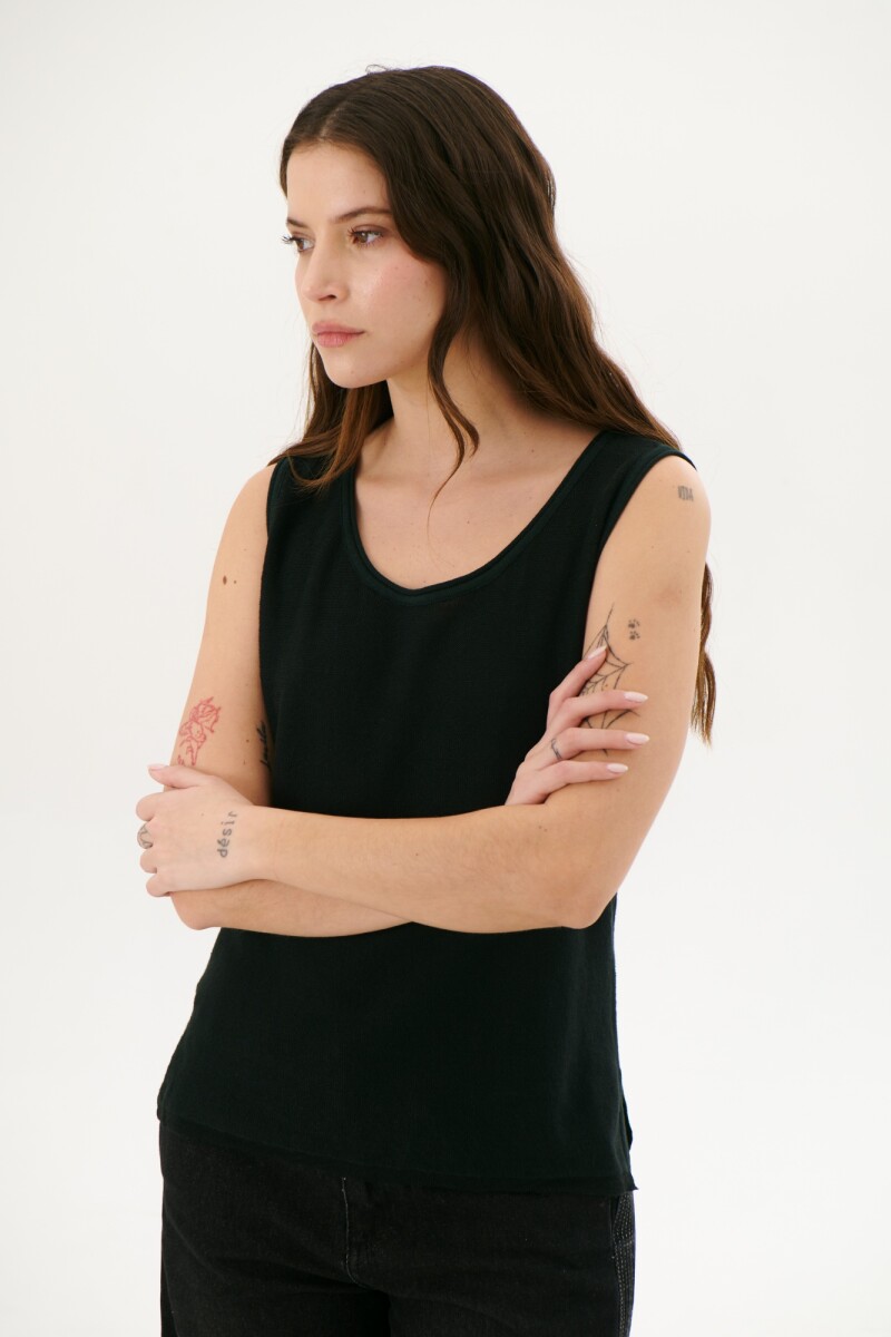 TOP TEJIDO LINO NEGRO