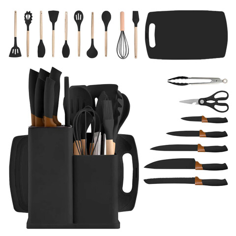 Set de 19 Utensilios para Cocina Silicona Antiadherente IMBACK Negro Set de 19 Utensilios para Cocina Silicona Antiadherente IMBACK Negro