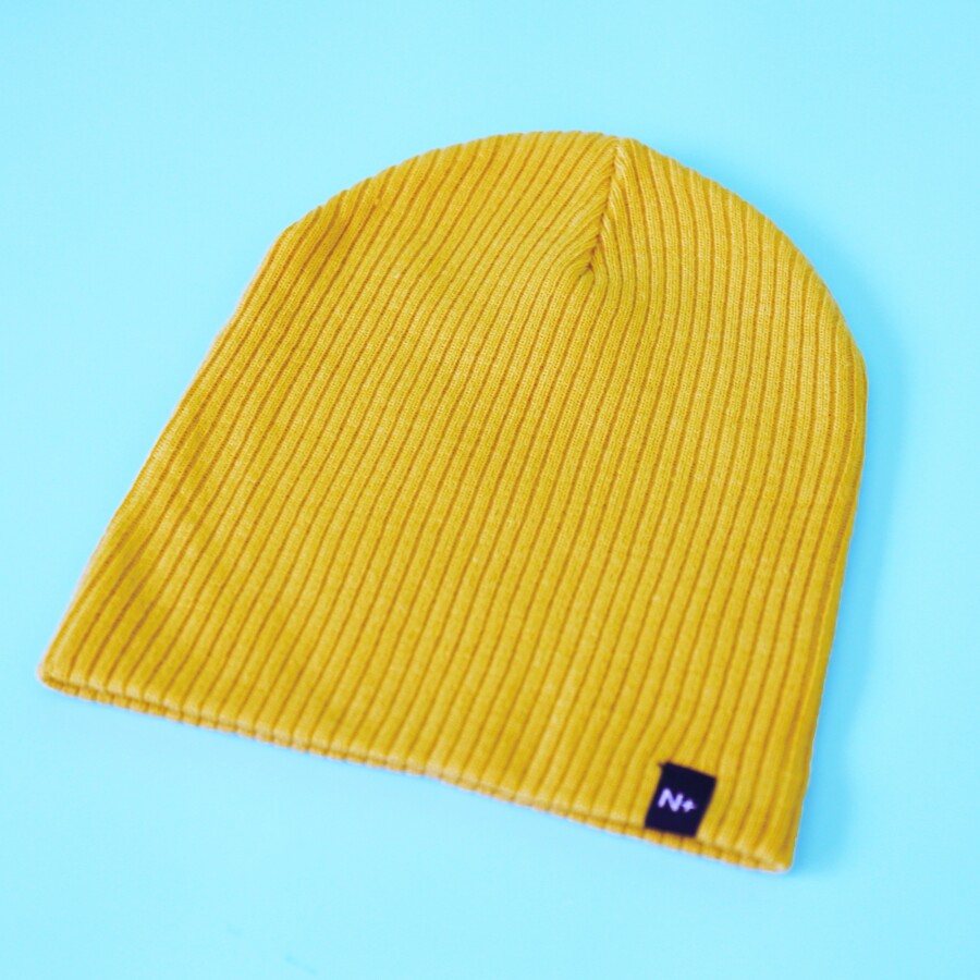 Gorro N+ de Lana Amarillo Mostaza