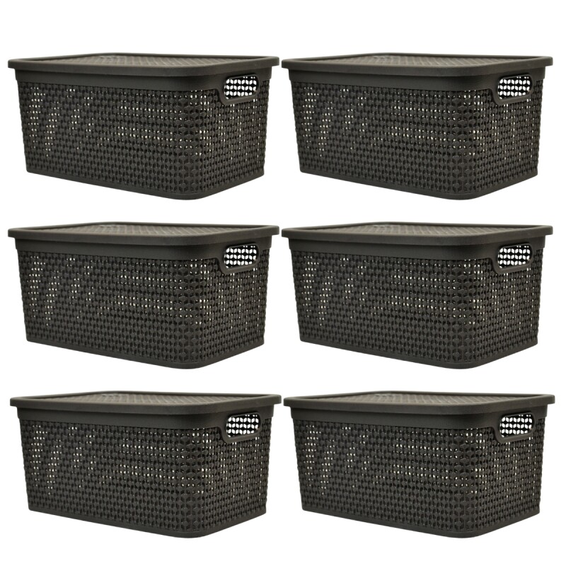 Set x6 Caja simil ratán 7,5 lts CHOCOLATE