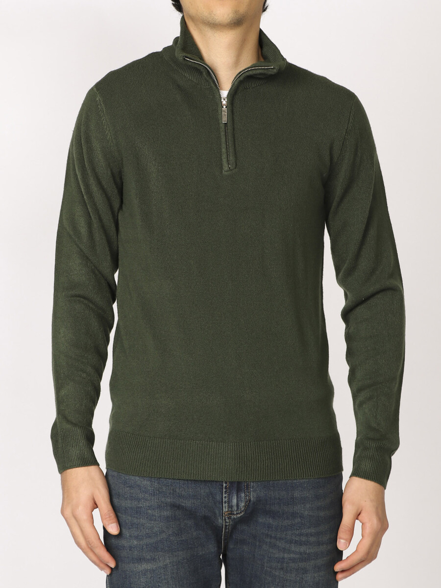 Sweater Medio Cierre Harrington Urban - Verde Oscuro 