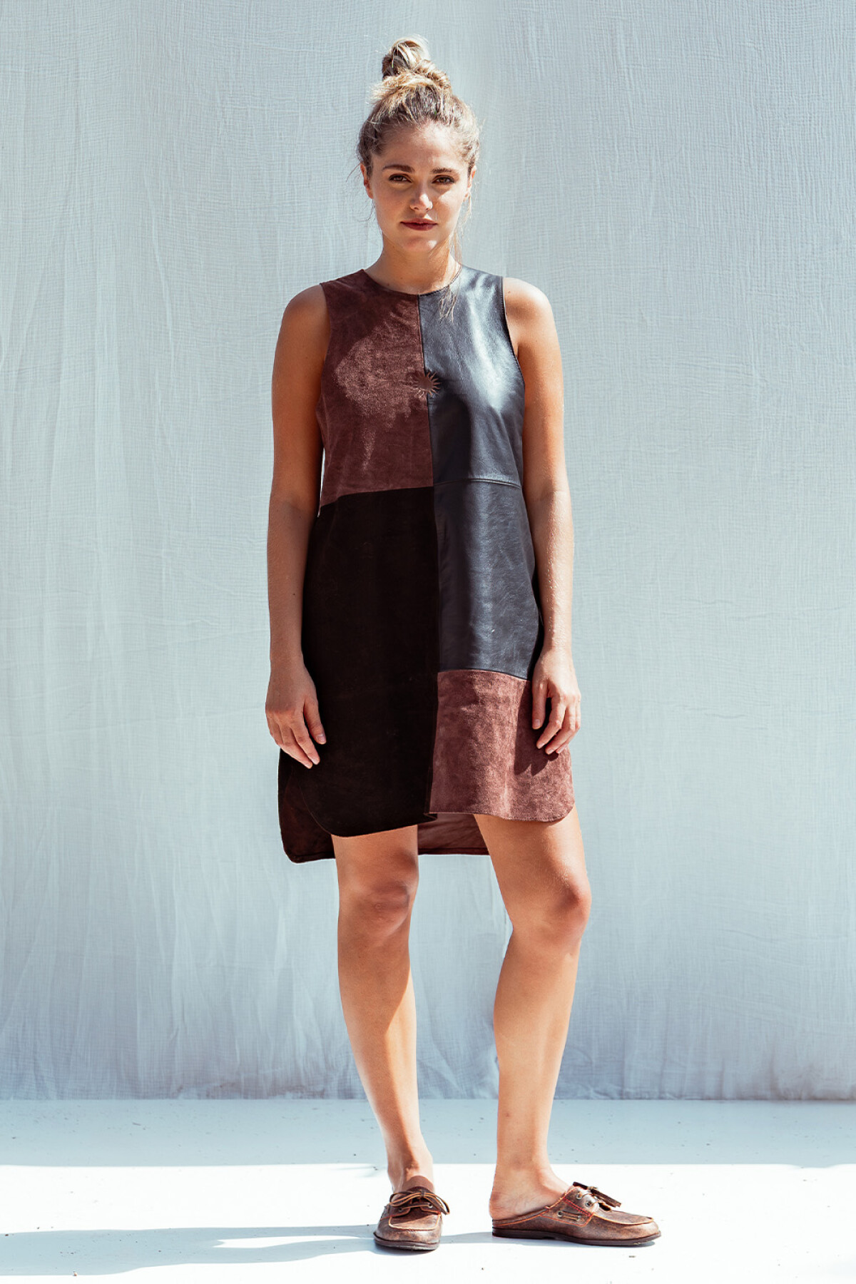 Mix Suede Dress Chocolate / Negro