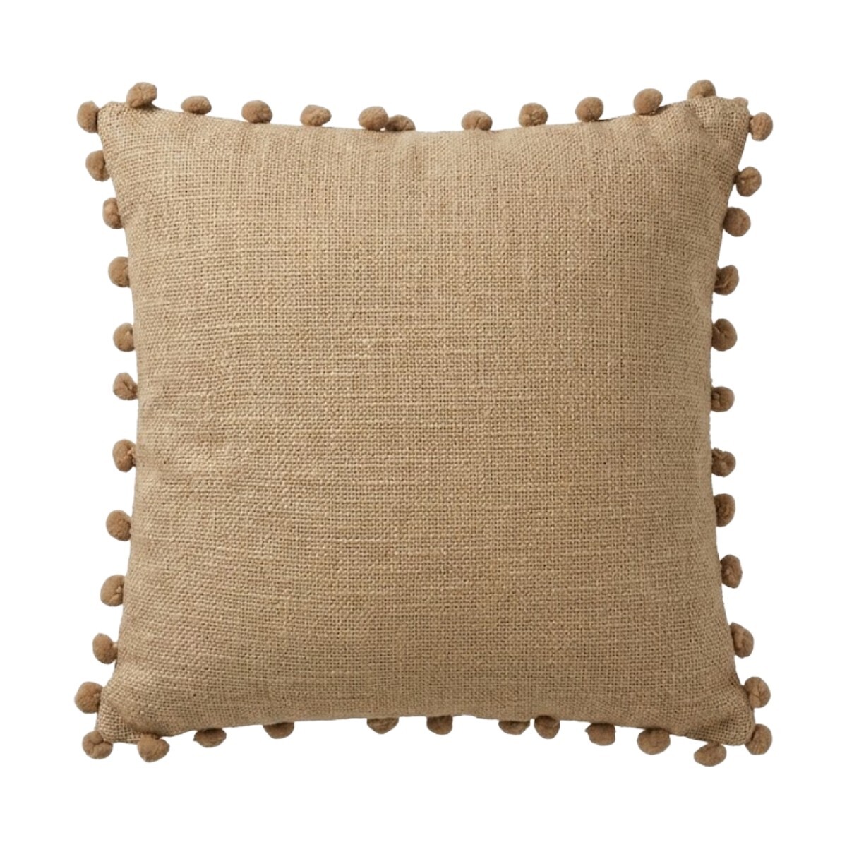 COJIN CUAD BEIGE C/POM POM 40X40CM 