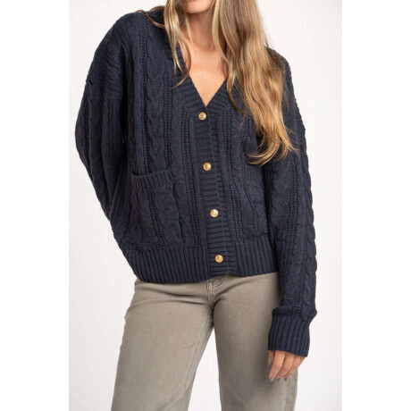Cardigan Texturado Lana Azul Oscuro