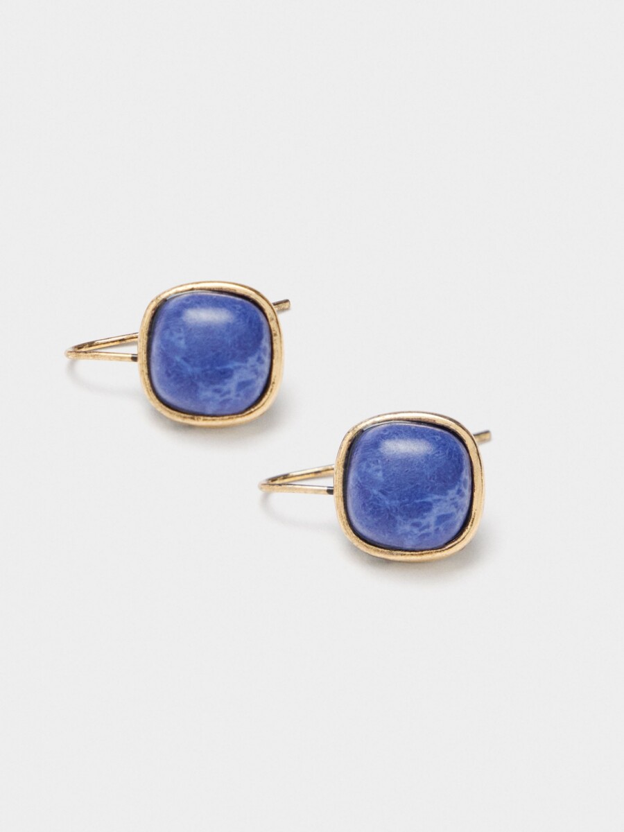 Pendientes Cortos De Piedra azul