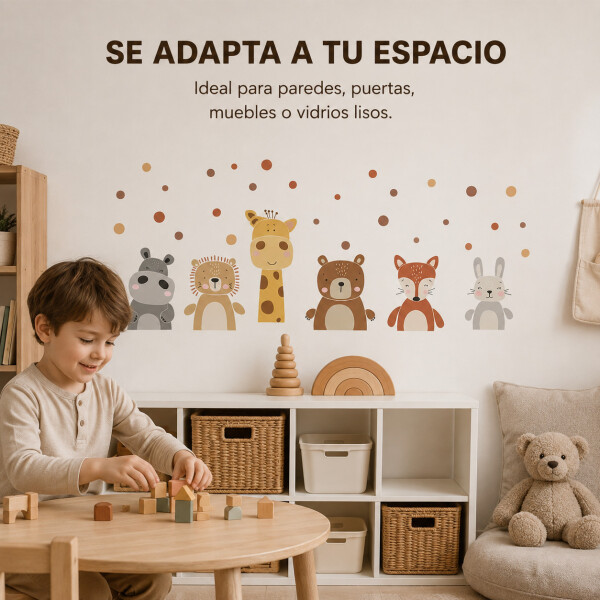 Vinilo Decorativo Infantil Animales de la Selva 60 x 30 cm Marrón 1