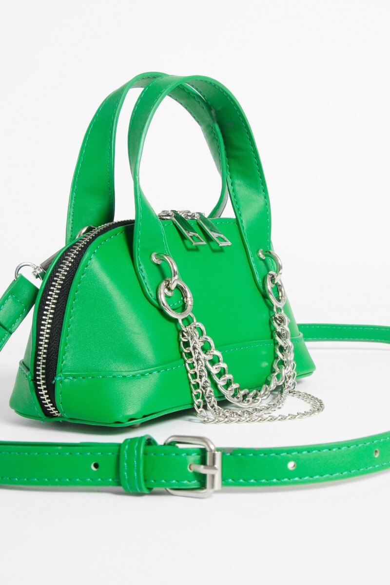 Cartera de mano con cadena verde