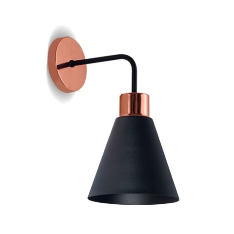 APLIQUE 1 LUZ ''OSTENDE'' Ø16 E27. NEGRO/COBRE APLIQUE 1 LUZ ''OSTENDE'' Ø16 E27. NEGRO/COBRE