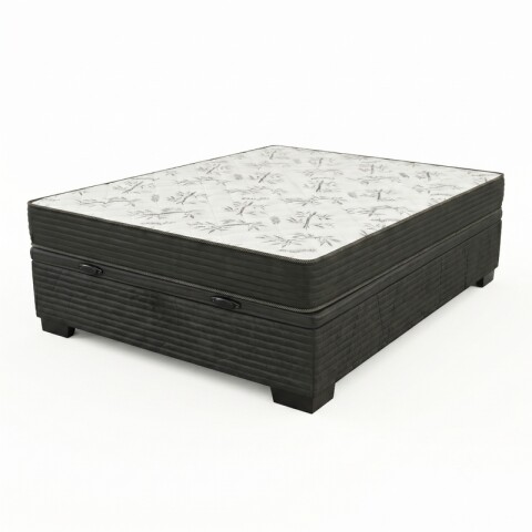 Sommier Baúl 2 Plazas Negro con Colchón Super Mega 138 x 188 Firmeza Media Sommier Baúl 2 Plazas Negro con Colchón Super Mega 138 x 188 Firmeza Media