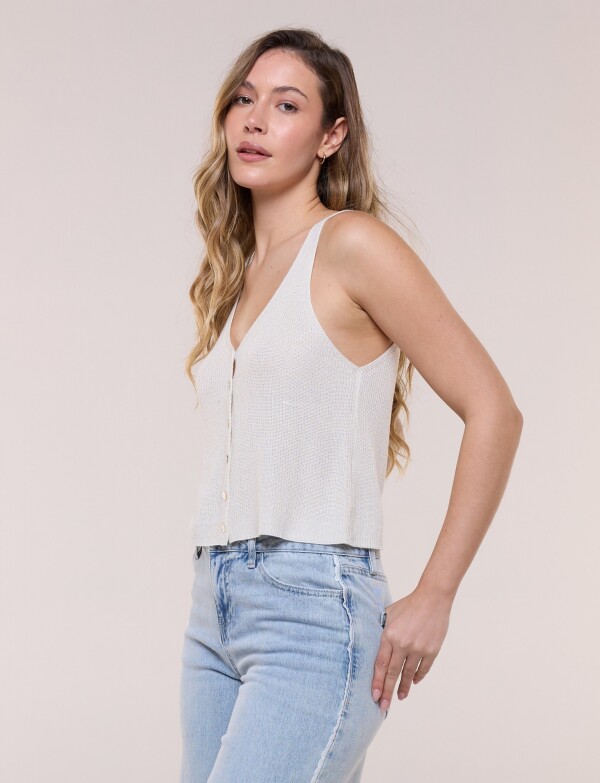 Top Tejido Lurex Escote V CRUDO