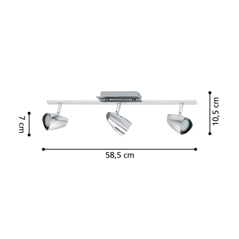 Spot varal cromo 3XGU10 inclui. 2,8W 3000K CORBERA EG2234