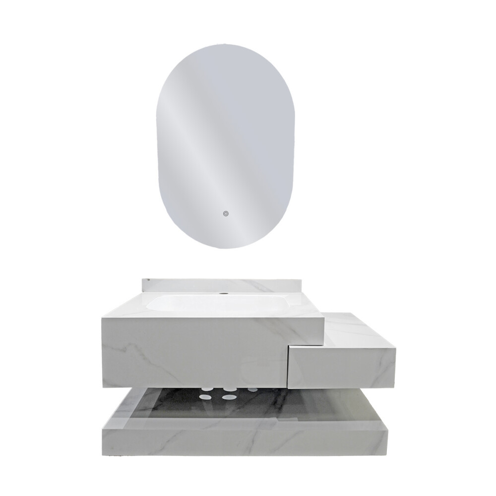 CONJUNTO DE BAÑO HABITARE MODELO SYM1026-80 / MUEBLE + BACHA + ESPEJO CON LUZ Conjunto De Baño Habitare Modelo Sym1026-80 / Mueble + Bacha + Espejo Con Luz