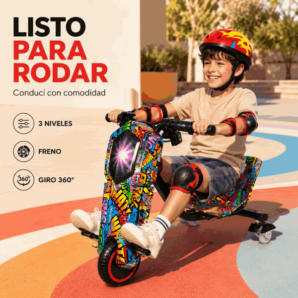 Triciclo Eléctrico Infantil 350W con Bluetooth y Luces RGB Diseño 2