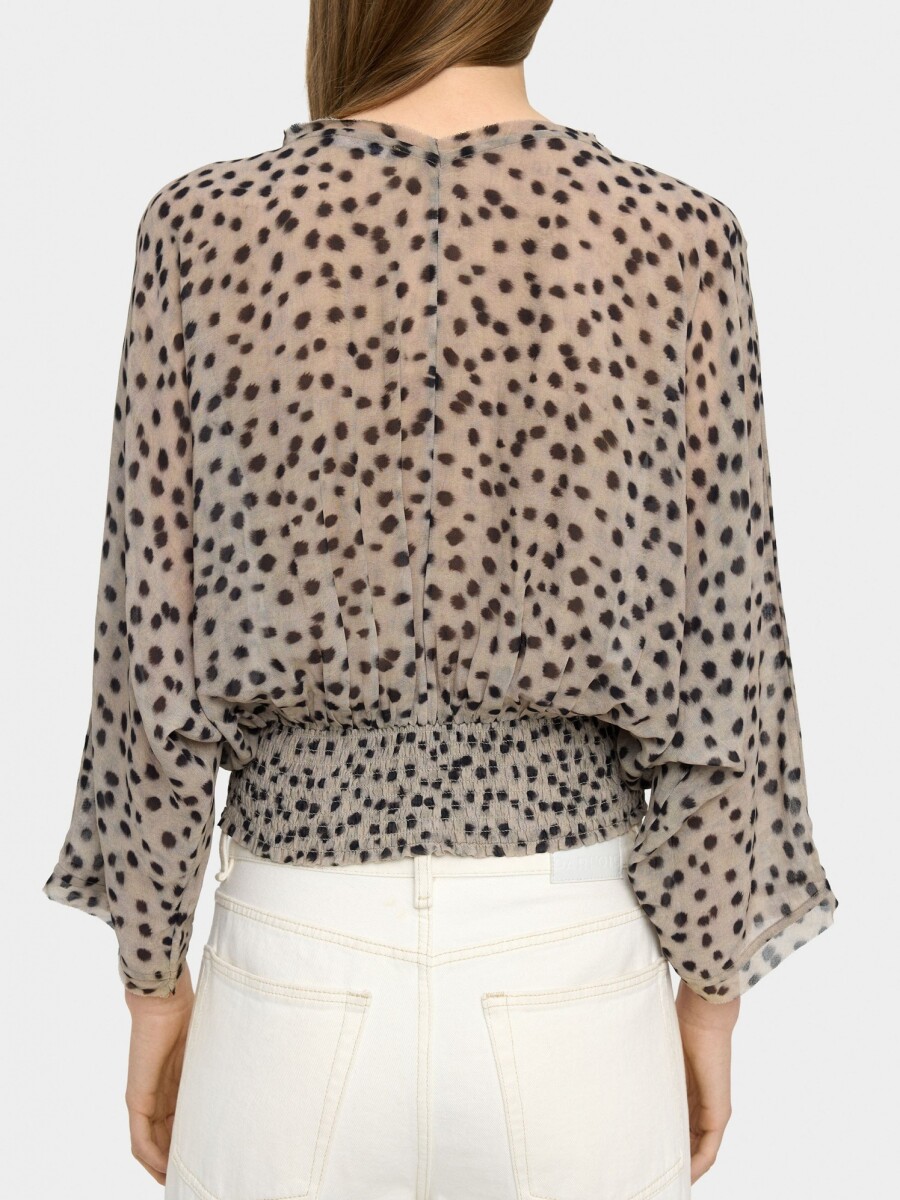 Blusa Fluida Con Elásticos beige