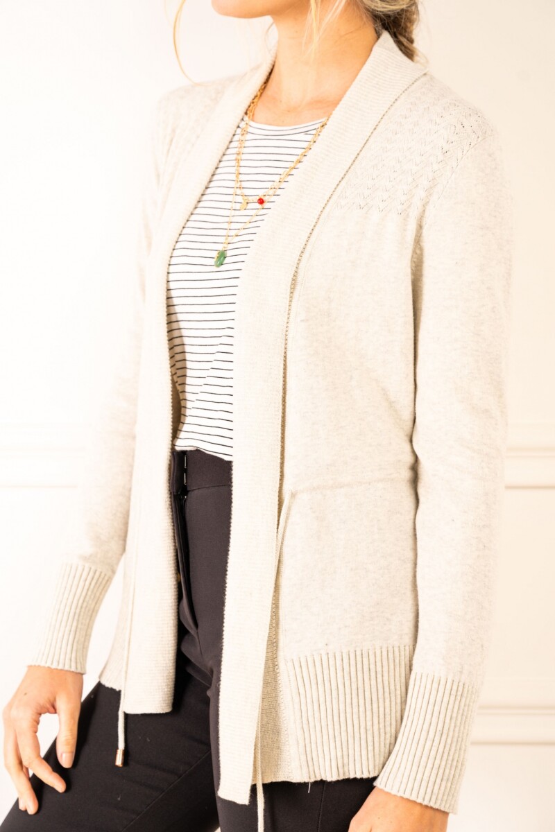 Cardigan C/solapa Algodón Elastano Gris Melange