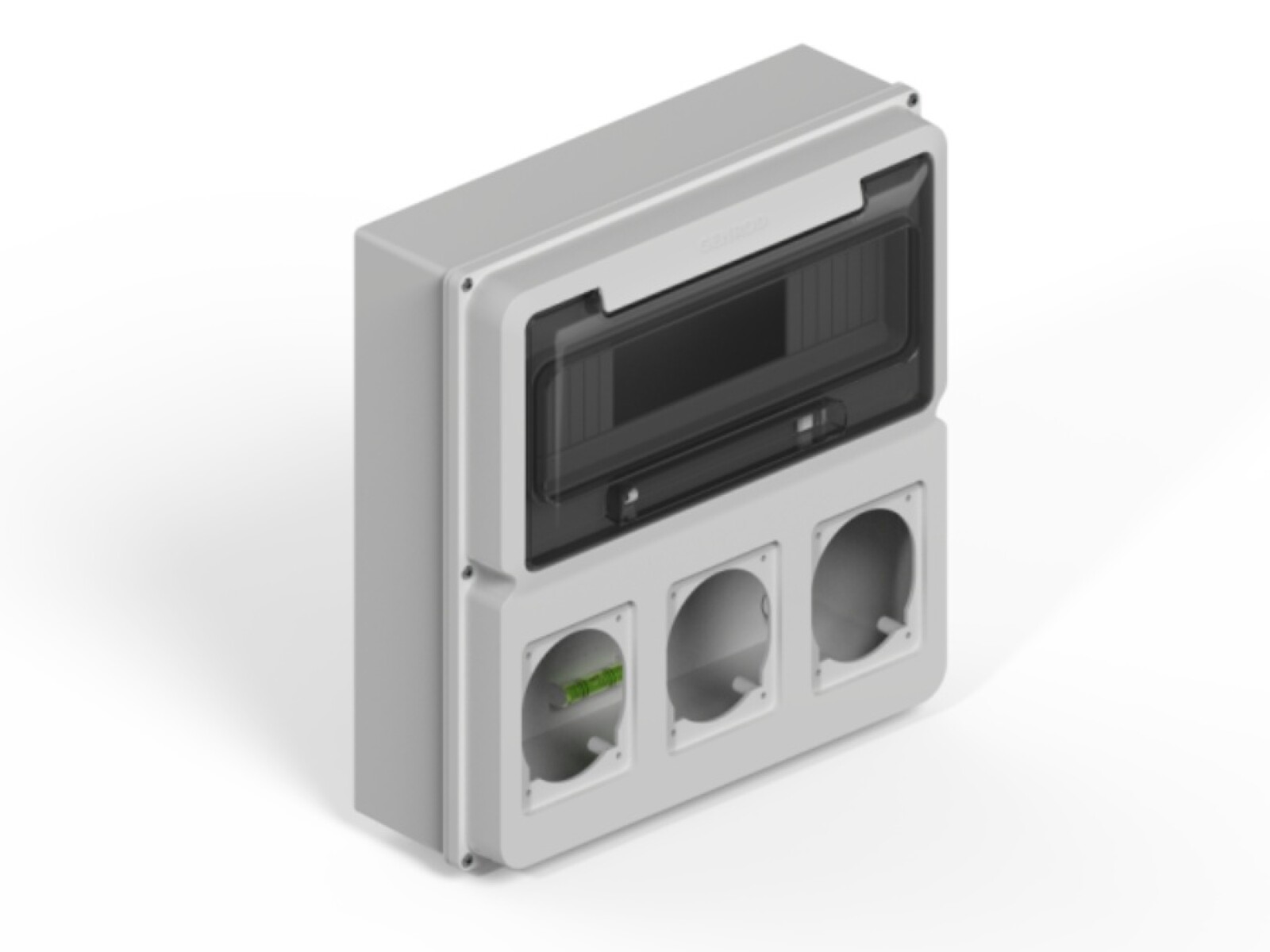 TABLERO EXT. IP65 p/12 polos DIN + u módulo p/3 tomas e cap.- Scame/ Steck. GENROD 