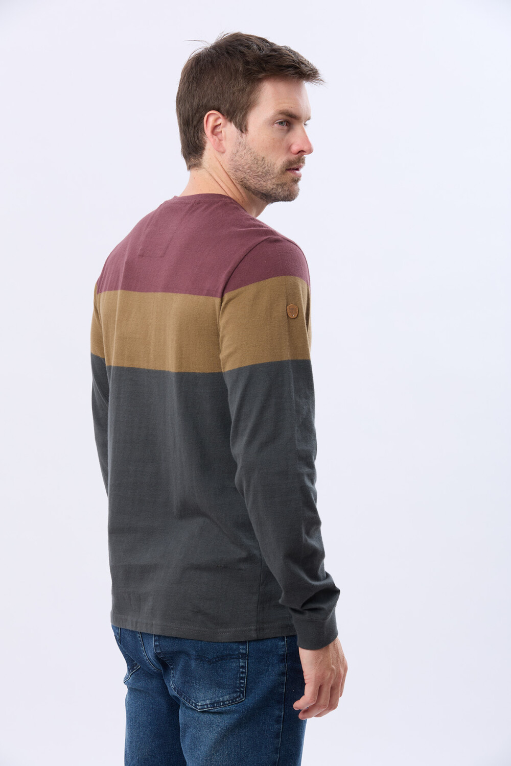 REMERA RAYADA CON ESTAMPA Gris