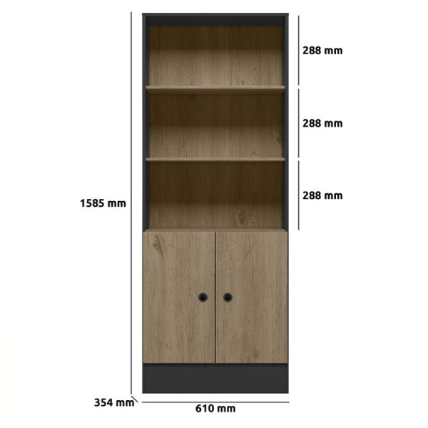ARMARIO 2 PUERTAS 3 ESTANTES - NEGRO MATE/RUSTICO ARMARIO 2 PUERTAS 3 ESTANTES - NEGRO MATE/RUSTICO
