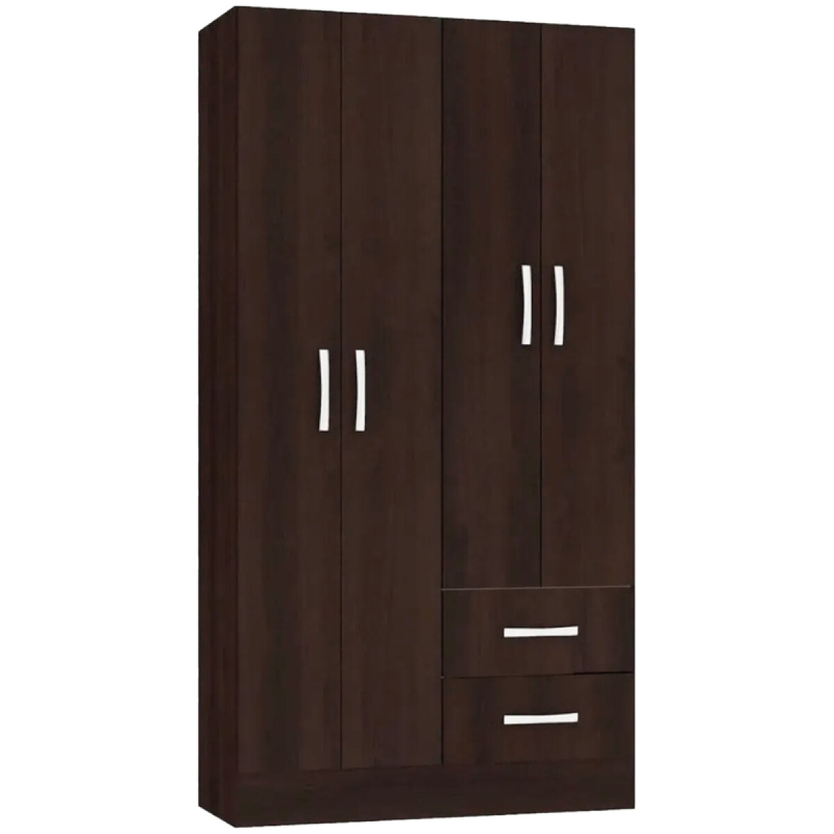 Ropero Armario 4 puertas 2 cajones con estantes y perchero 170 x 90 x 36 cm - Marrón 