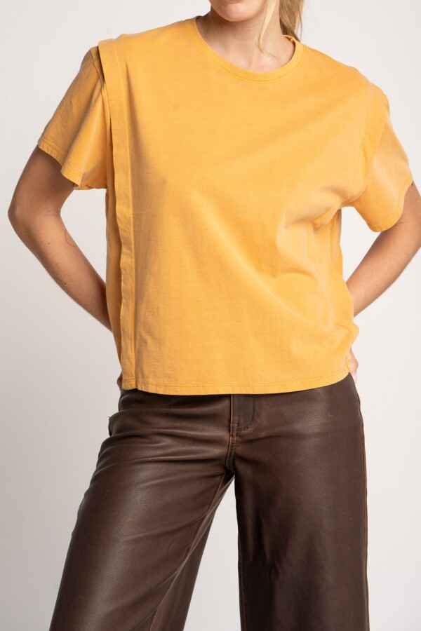 Remera Algodón Mamga Corta Amarillo Mostaz