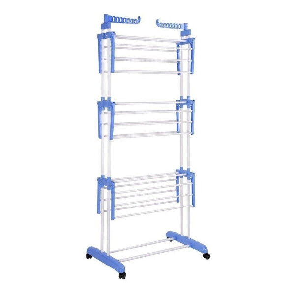 Tendedero Plegable Ropa 6 Alas 3 Niveles C/ Ruedas Vertical Variante Color Blanco (Grande)