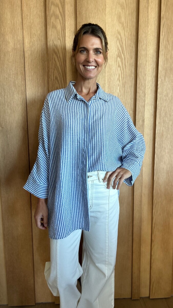 Camisa Tuna - Lino Raya azul mediana 