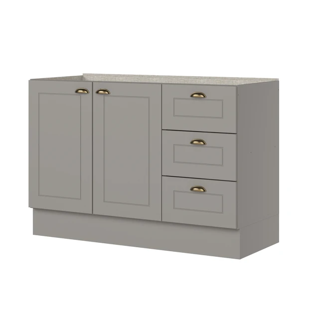 Bajo mesada 2 puertas 3 cajones - Linea Americana Gris