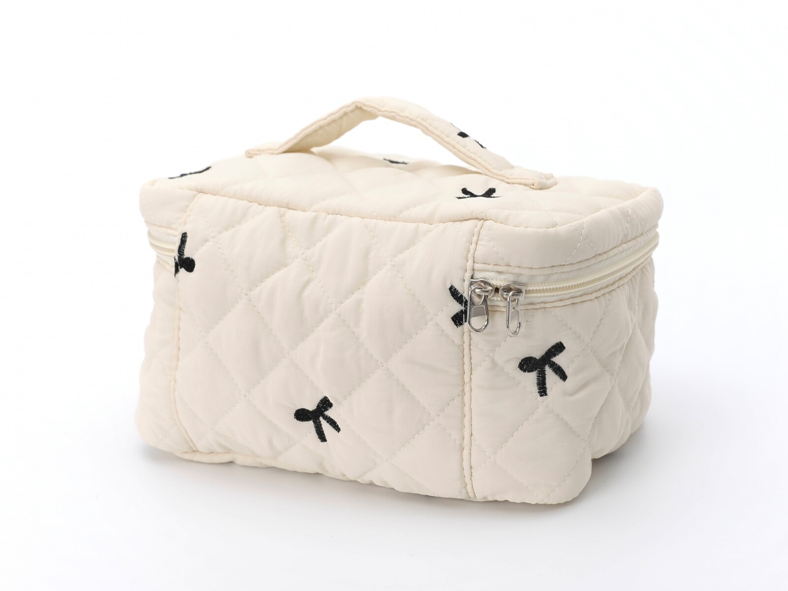 NECESER DE ALGODÓN ACOLCHADO CON LAZO BORDADO - BEIGE 