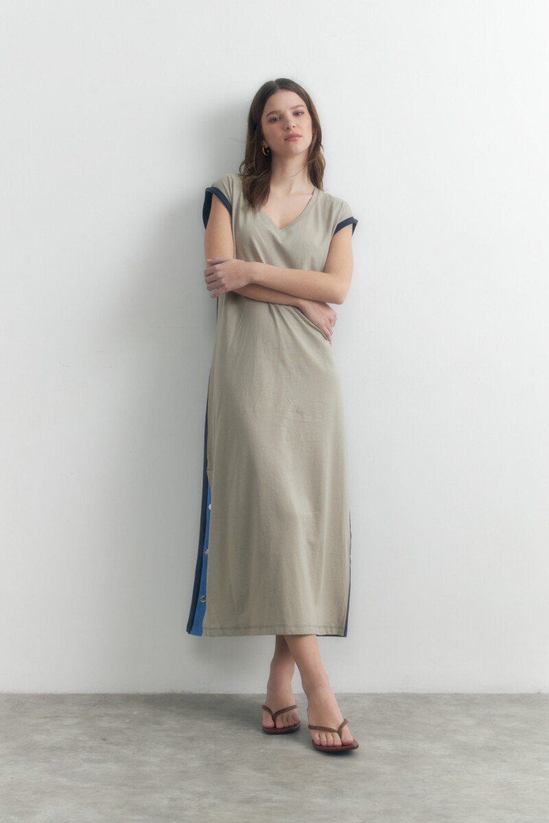 Vestido bicolor - verde oliva 