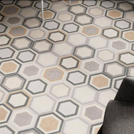 Porcelanato Hexagonal Beige Gris Mate 22X25Cm Piso Pared GAMAS DE BEIGE