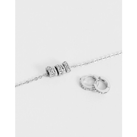 Set De Collar Y Aros Pasantes Bañado En Oro Plateado