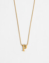 Cadena Corta con Dije Metal Cadena De Acero Con Inicial P - Dorado