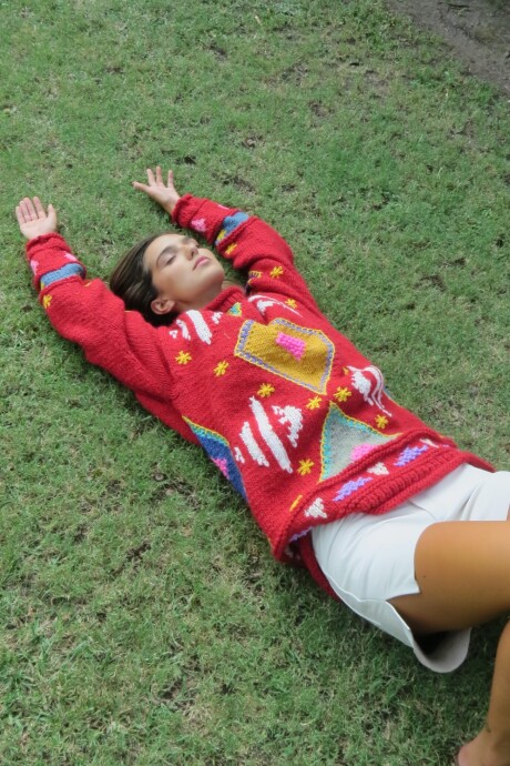 Sweater Gitano Lana Base Rojo