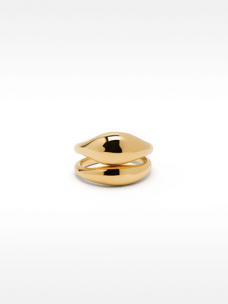 Set De Anillos Redondeados - Acero Inoxidable dorado
