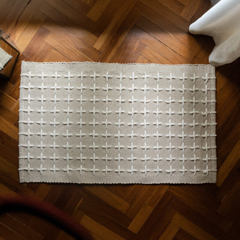 Alfombra algodón Cruces 50x80cm Beige