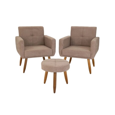Conjunto Dallas 2 Poltronas + Puff Marron 498 Conjunto Dallas 2 Poltronas + Puff Marron 498