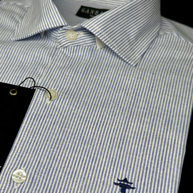 CAMISA DE LINO Blanco rayado