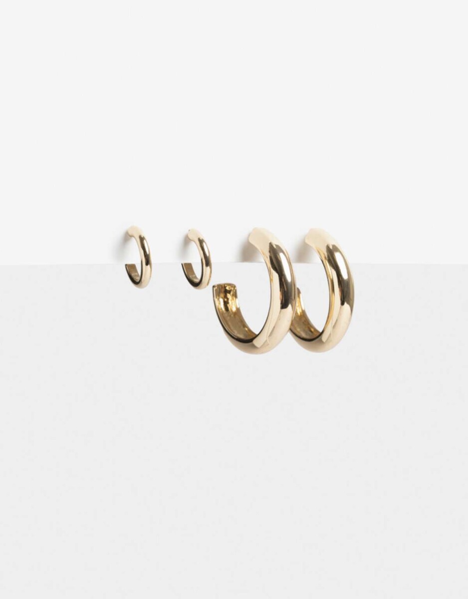 Aros Argollas Set Metal Bold De La Línea Stay Golden. - Dorado 