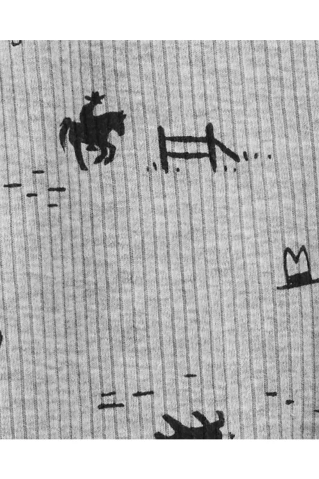 Pijama una pieza de algodón térmico, con pie, diseño vaquero Pijama una pieza de algodón térmico, con pie, diseño vaquero