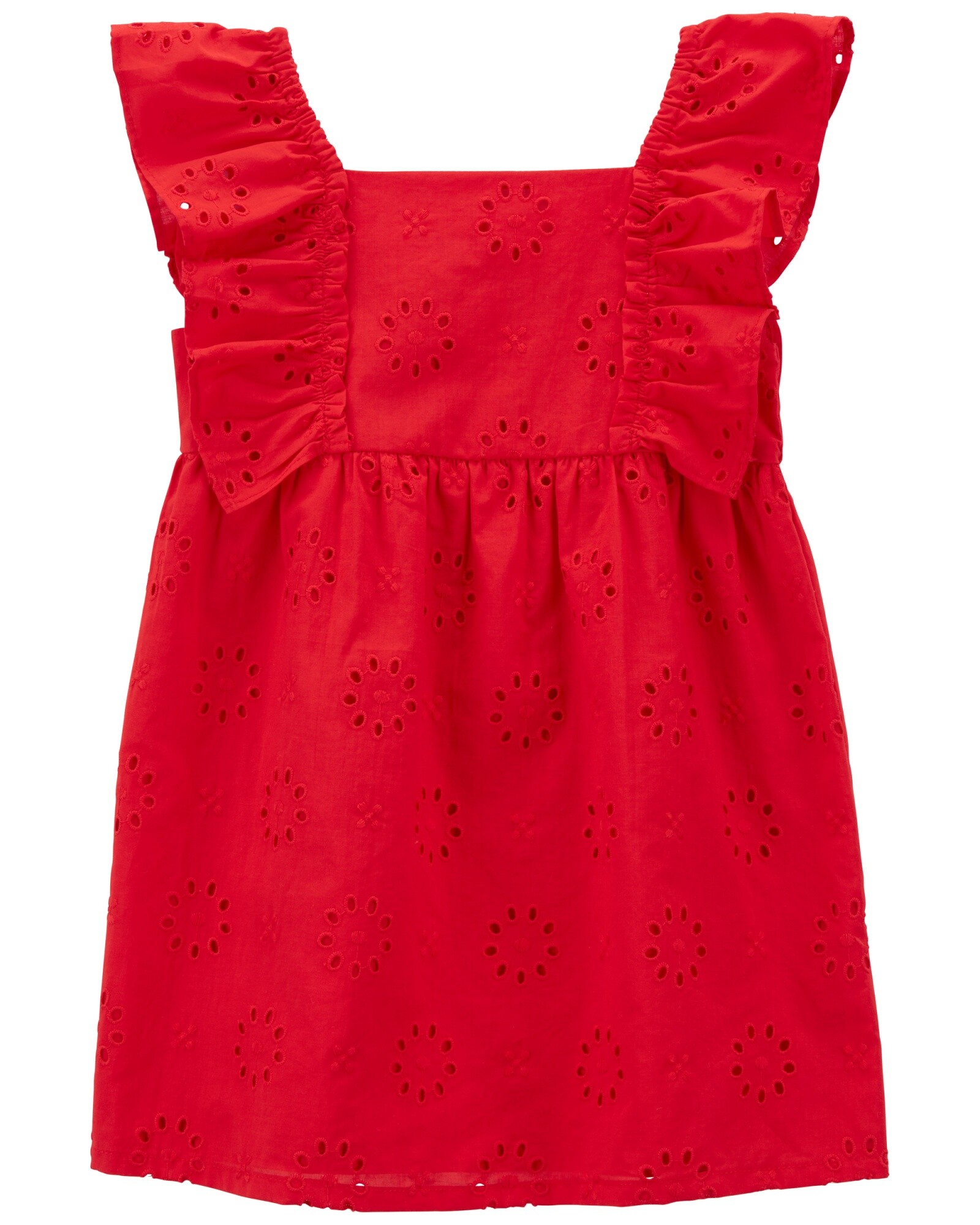 Vestido de algodón, con ojales, rojo Sin color