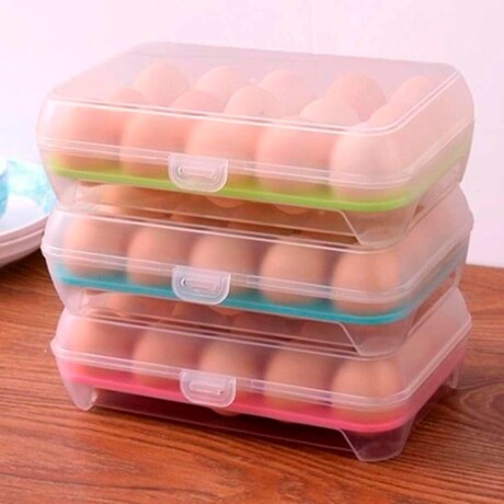 Huevera Organizador Plástico Para Almacenamiento 15 Huevos Verde