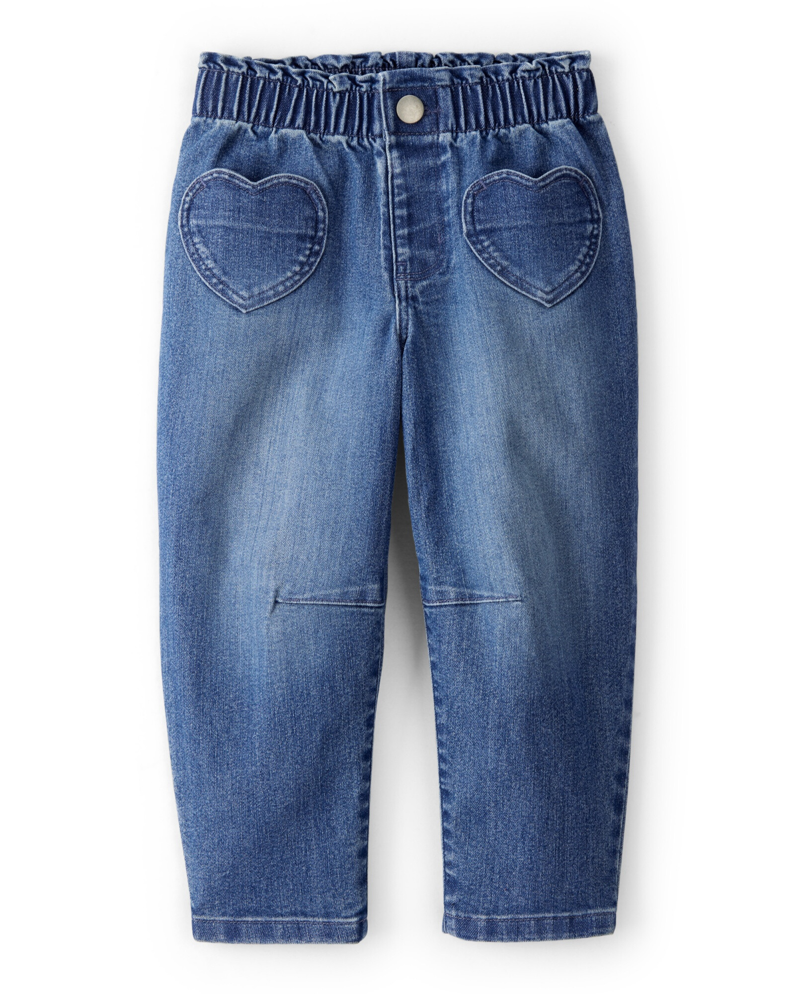 Pantalón jean, azul, bolsillo corazón Sin color
