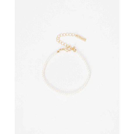 Pulsera De Perlas Sintéticas Dorado