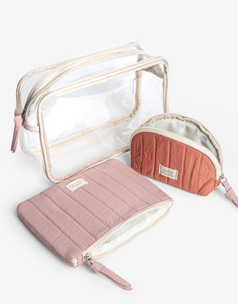Porta Cosméticos Set por 3 Set De Portacosméticos Combinado - Combinacion Tricolor