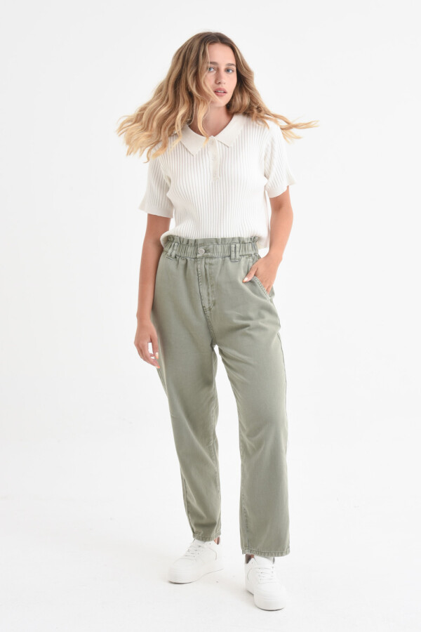 Pantalón de jean paper bag Verde