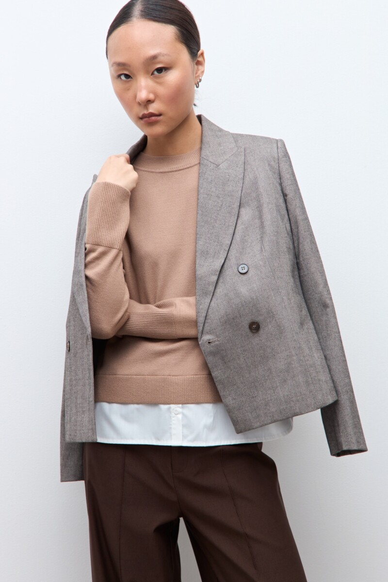 Sweater con camisa - tostado melange 