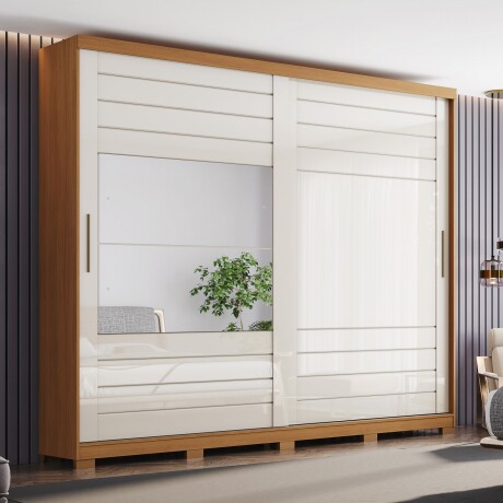 ROPERO CAYMAN 2 PUERTAS 6 CAJONES INTERNOS 1 ESPEJO GUARDARROPA CLOSET ARMARIO 100% MDF OFF WHITE
